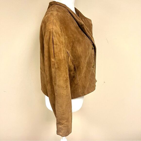 Brown suede cropped jacket.     Size M - Picture 5 of 6
